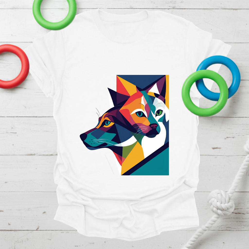 Abstract Dog & Cat Art Tee