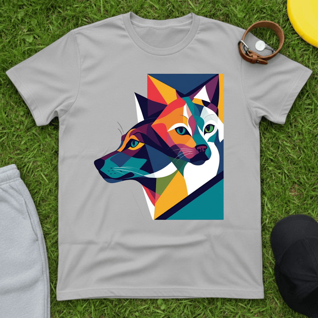 Abstract Dog & Cat Art Tee