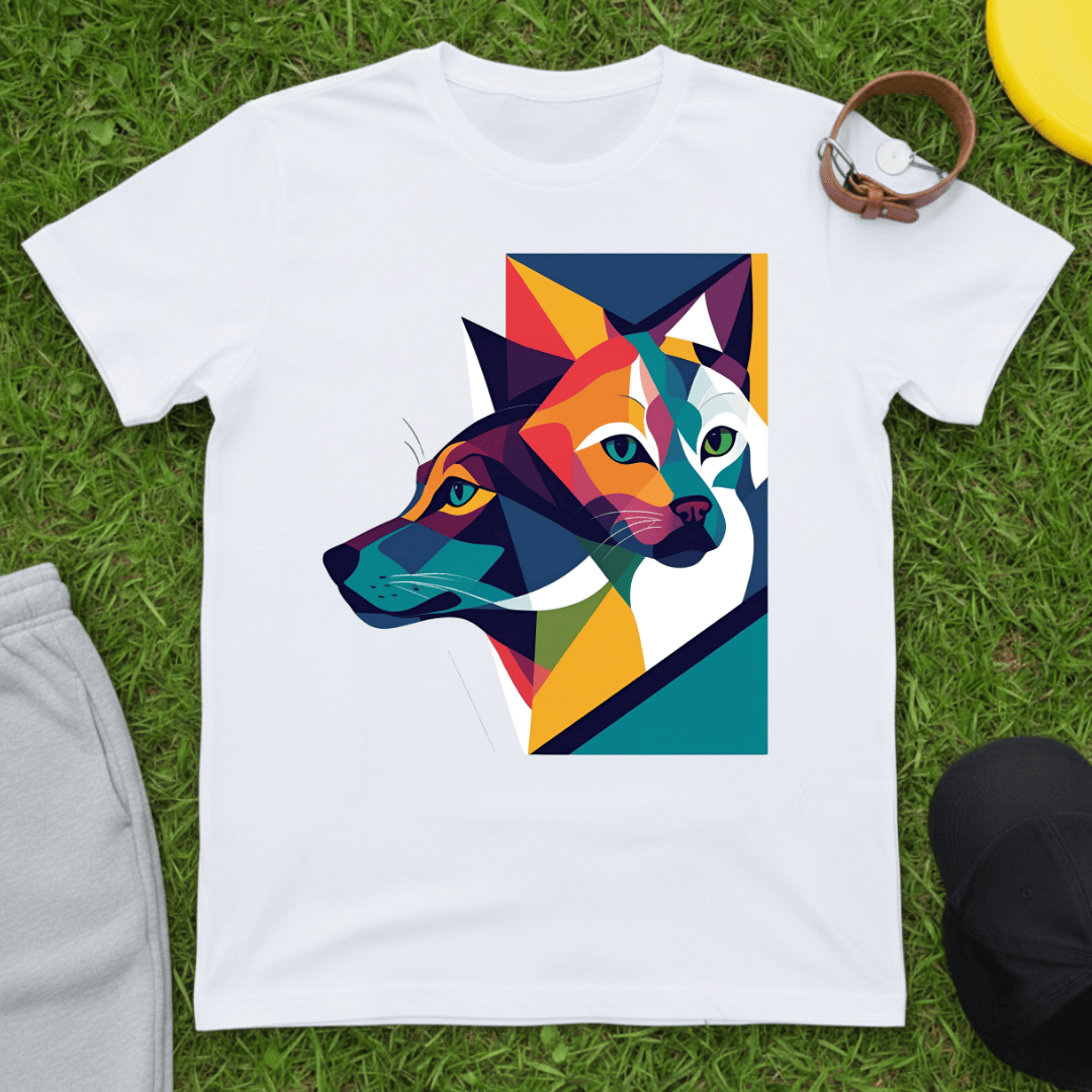 Abstract Dog & Cat Art Tee